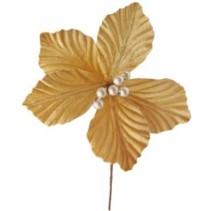 93-3742 Λουλούδι Αλεξανδρινό Μικρό Σαμπανιζέ Βελουτέ ø17cm , Χριστουγεννιάτικα