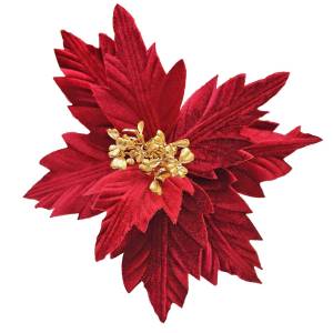 93-3746 Λουλούδι Αλεξανδρινό Μεσαίο Μπορντώ Βελουτέ ø27cm , Χριστουγεννιάτικα
