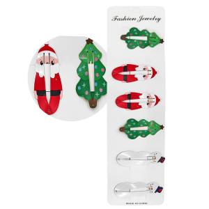 93-3777 Κλιπ Μαλλιών Xmas σετ=6 τεμ 5cm , Χριστουγεννιάτικα