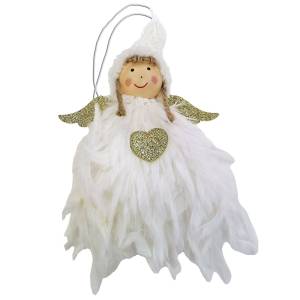 93-3787 Στολίδι Αγγελούδι Λευκά Πούπουλα 19cm , Χριστουγεννιάτικα