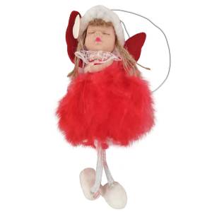 93-3812 Στολίδι Κρεμαστό Αγγελάκι με Κόκκινο Φόρεμα 20cm , Χριστουγεννιάτικα