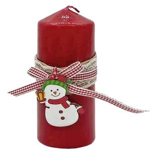 93-3829 Κερί Κολώνα με Χιονανθρωπο & Φιόγκο 12x5cm , Χριστουγεννιάτικα