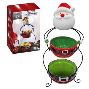 93-3841 Σετ Άγιος & 2 Μπωλ σε Μεταλλική Βάση 50x26cm , Χριστουγεννιάτικα