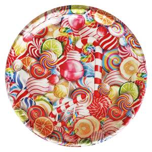 93-3850 Δίσκος Πλαστικός Στρογγυλός Μπάλες-Καραμέλες ø32cm , Χριστουγεννιάτικα