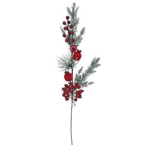 93-3880 Κλαδί με 2 Ρόδια & γκι 72cm , Χριστουγεννιάτικα