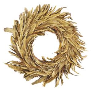 93-3885 Στεφάνι με Φτερά & Πούπουλα Χρυσό ø50cm , Χριστουγεννιάτικα