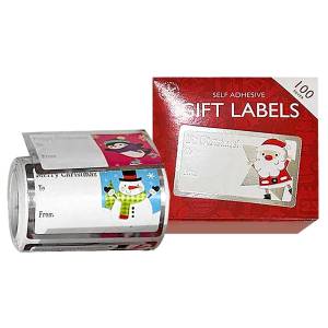 93-3913 Ρολό Ευχετήρια Αυτοκόλλητα Δώρου Ρολό=100τεμ 5,5x3,5cm , Χριστουγεννιάτικα