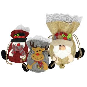 93-3950 Τσαντάκι Λινάτσα Πουγκί Xmas  , Χριστουγεννιάτικα