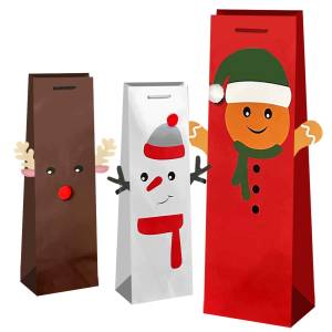 93-4002 Τσάντα Δώρου Χάρτινη Ποτού Xmas Φιγούρα 37x13x13cm , Χριστουγεννιάτικα