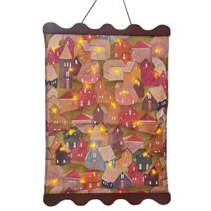 93-4006 Παράσταση Πάνινη Κρεμαστή με LED 78x51cm , Χριστουγεννιάτικα