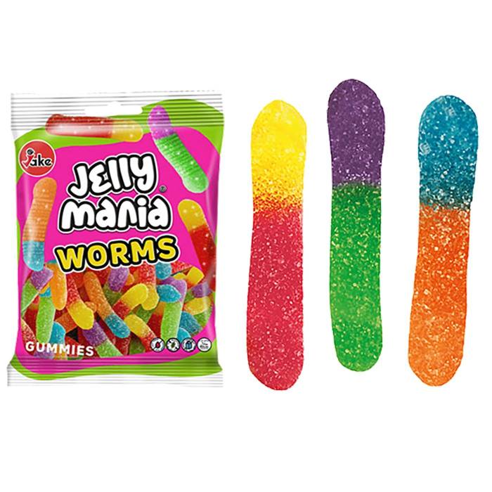24-185 Ζελίνια Jake Sour Worms Σακ=100g χονδρική, Τρόφιμα χονδρική
