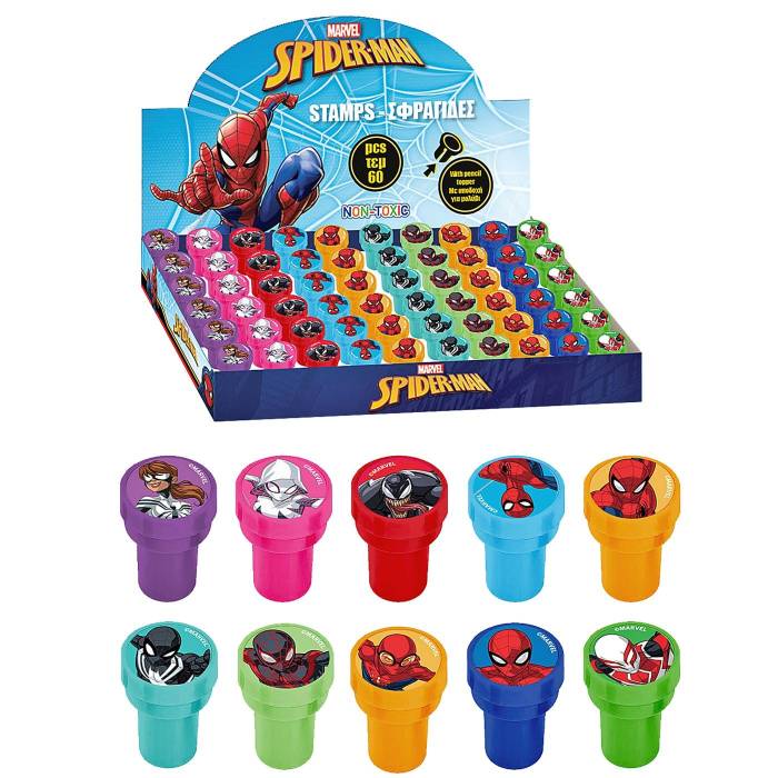 50-2611 Σφραγίδα Spiderman 10 Σχέδια  χονδρική, Σχολικά χονδρική