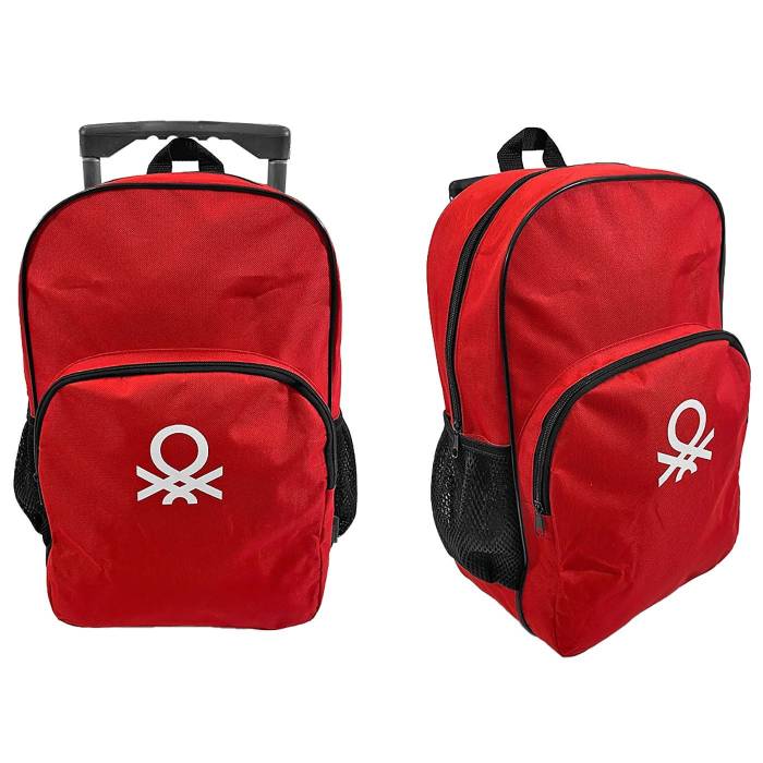 50-2923 Τσάντα Τρόλευ Benetton Κόκκινη 41x28x12cm χονδρική, Σχολικά χονδρική