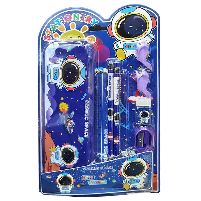 50-3429 Σχολικό σετ=8τεμ Αστροναύτης  με Μεταλλική Κασετίνα 27χ17cm χονδρική, Σχολικά χονδρική