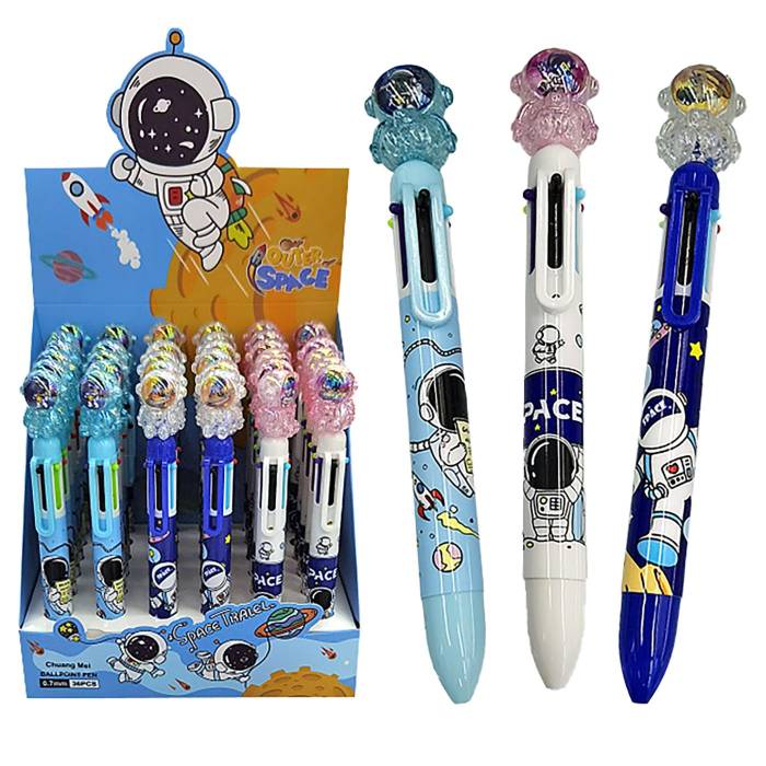 60-858 Στυλό 6 Χρώματα  Μπάλα με Αστροναύτη Κεφάλι 17cm χονδρική, Σχολικά χονδρική