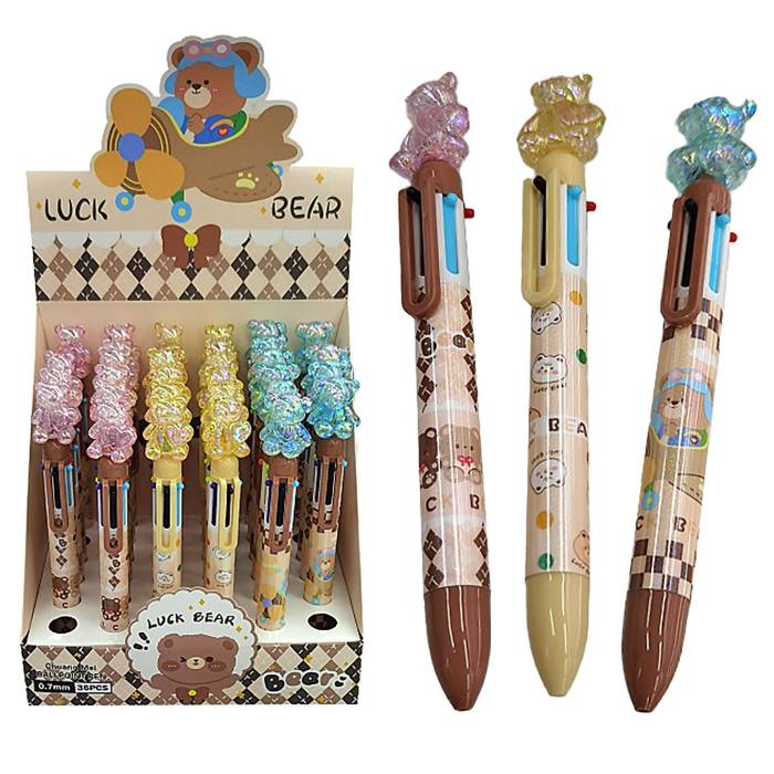 60-860 Στυλό 6 Χρώματα Μπάλα με Αρκούδα 17cm χονδρική, Σχολικά χονδρική