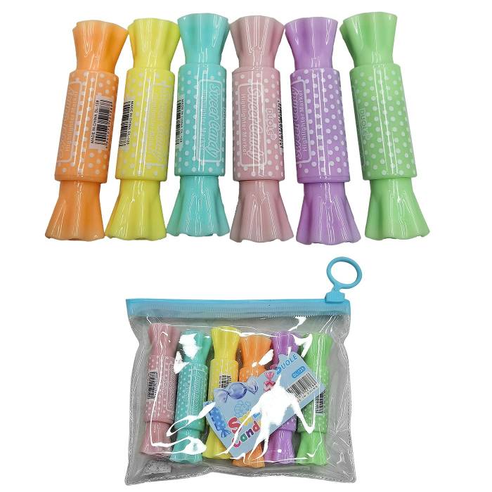 60-877 Σετ 6 Μαρκαδόροι Υπογραμμίσεως Καραμέλες 14x11cm χονδρική, Σχολικά χονδρική