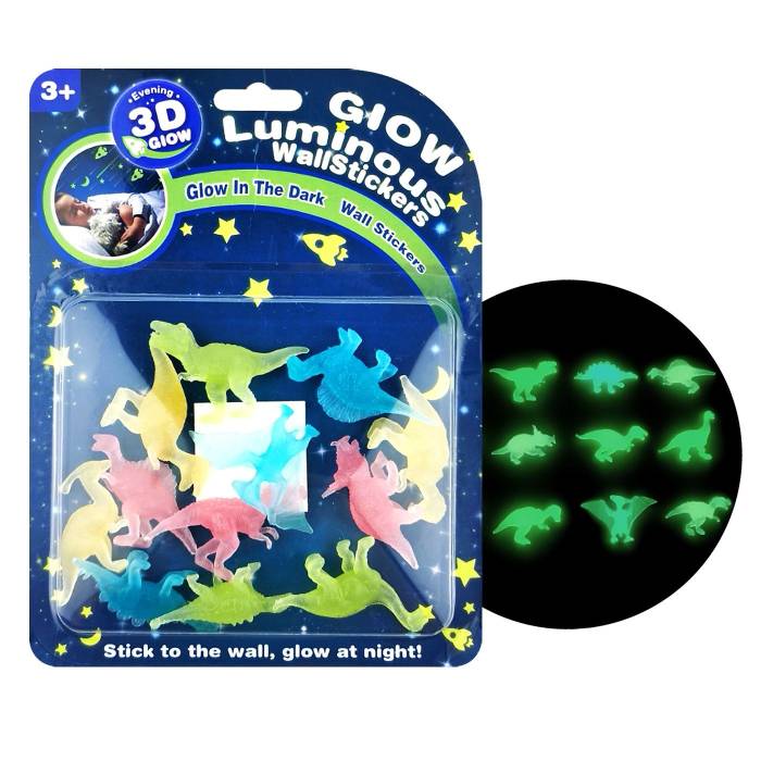 71-3595 Φωσφορίζοντα Δεινοσαυράκια σε Καρτέλα 16x21x1.5cm χονδρική, Παιχνίδια χονδρική