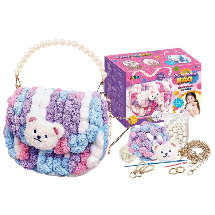 77-1315 Τσάντα Μάλλινη pom pom 23x18x10cm χονδρική, Παιχνίδια χονδρική