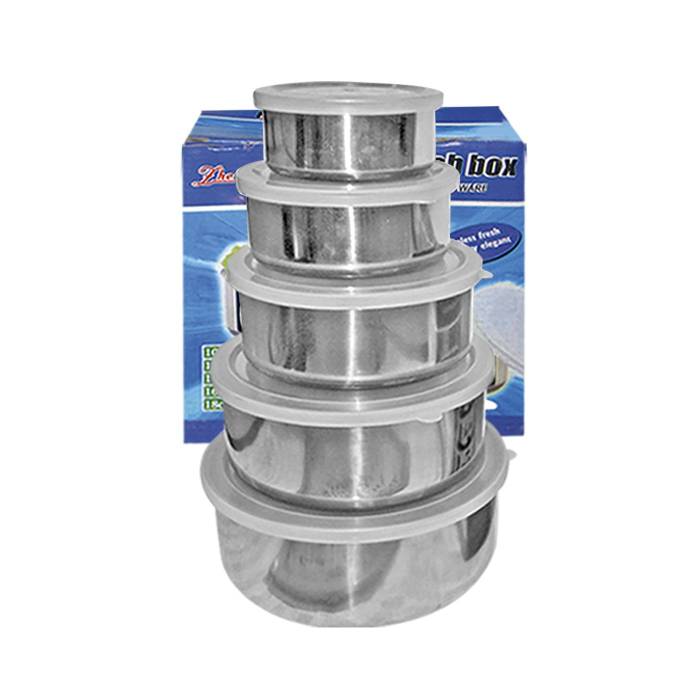 81-118 Δοχεία Τροφίμων Inox σετ=5τεμ 18x6cm/16cm/14cm/12cm/10cm χονδρική, Είδη Σπιτιού χονδρική