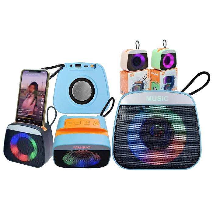 88-490 Ηχείο Bluetooth Στρογγυλές Γωνίες με φως 12x7,5cm χονδρική, Ψιλικά χονδρική