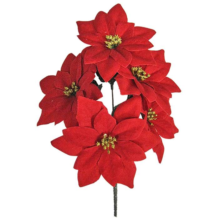 93-1102 Μπουκέτο με 5 Αλεξανδρινά Βελουτέ 32cm ø13cm χονδρική, Χριστουγεννιάτικα χονδρική