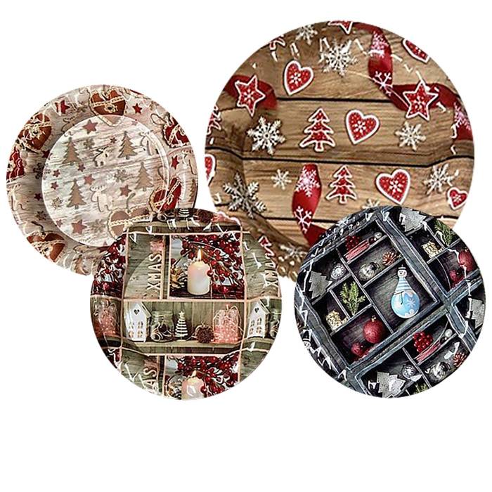 93-1274 Δισκάκι Χριστουγέννων Στρογγυλό ø22cm χονδρική, Χριστουγεννιάτικα χονδρική