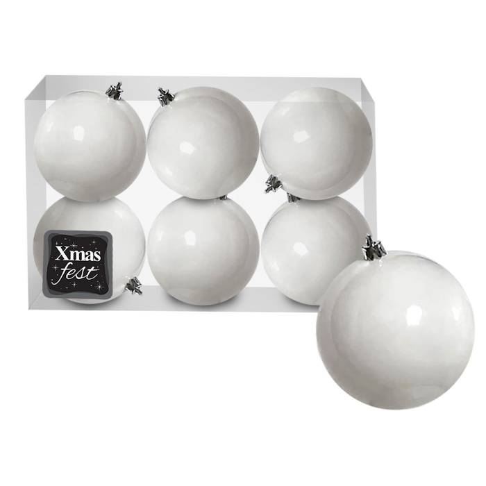 93-1325 Μπάλες Λευκές πακ=6τεμ φ6 ø6cm χονδρική, Χριστουγεννιάτικα χονδρική