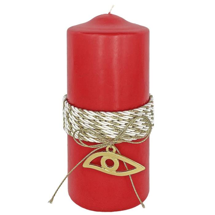 93-1631 Κερί Κόκκινο Κορμός Μάτι Κορδόνι 12x5cm χονδρική, Χριστουγεννιάτικα χονδρική