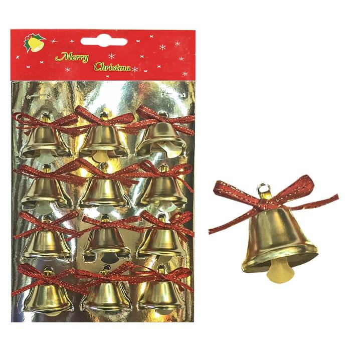 93-1642 Καμπάνες Μεταλλικές πακ=12τεμ 3x3cm χονδρική, Χριστουγεννιάτικα χονδρική