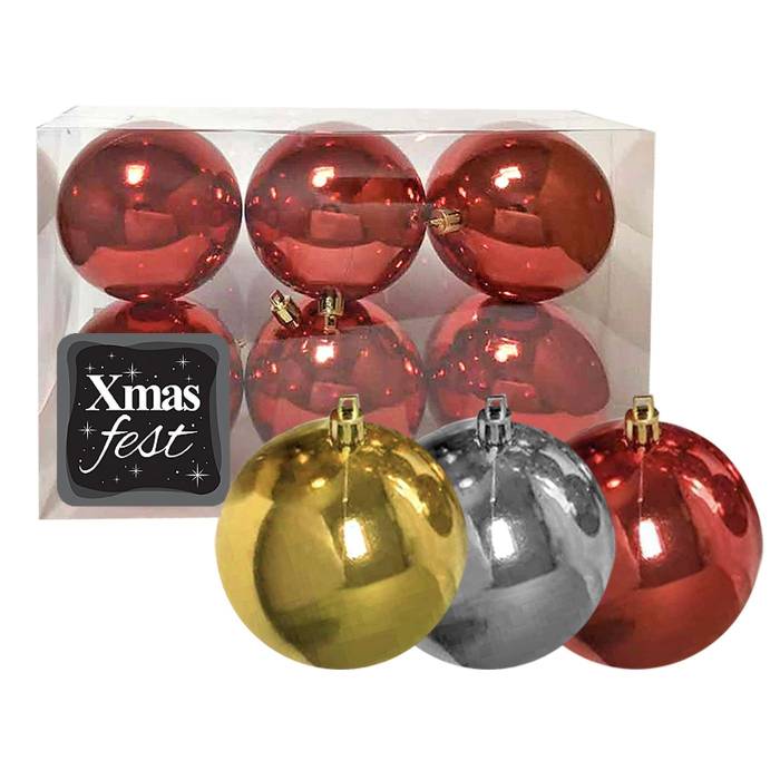 93-1691 Μπάλα Γυαλιστερή πακ=6τεμ φ6 ø6cm χονδρική, Χριστουγεννιάτικα χονδρική