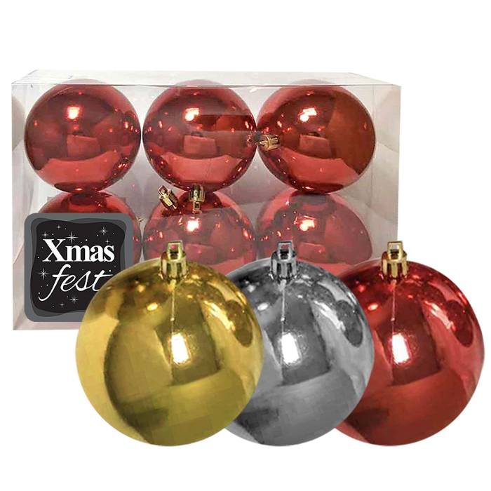 93-1692 Μπάλα Γυαλιστερή πακ=6τεμ φ8 ø8cm χονδρική, Χριστουγεννιάτικα χονδρική