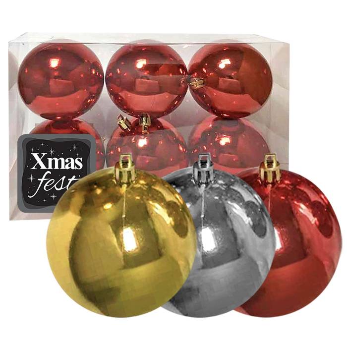 93-1693 Μπάλα Γυαλιστερή πακ=6τεμ 10cm ø10cm χονδρική, Χριστουγεννιάτικα χονδρική