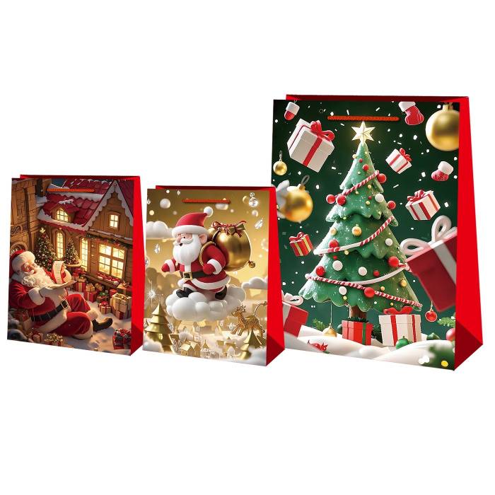 93-1808 Τσάντα Δώρου Χριστουγέννων 23x17x8cm χονδρική, Χριστουγεννιάτικα χονδρική