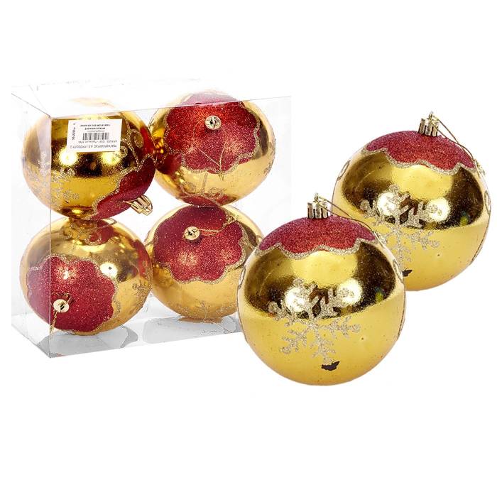 93-2283 Μπάλα Νιφάδες πακ=4τεμ φ10 ø10cm χονδρική, Χριστουγεννιάτικα χονδρική