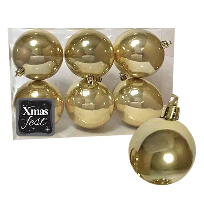 93-2545 Μπάλες Περλέ Χρυσές πακ=6τεμ φ6 ø6cm χονδρική, Χριστουγεννιάτικα χονδρική