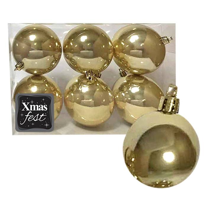 93-2548 Μπάλες Περλέ Χρυσές πακ=6τεμ φ8 ø8cm χονδρική, Χριστουγεννιάτικα χονδρική