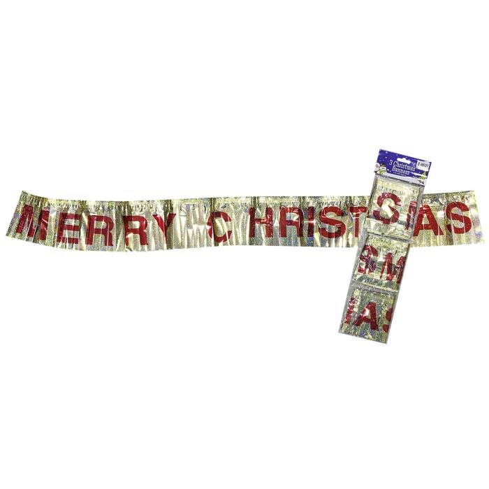 93-2607 Merry Christmas Μεταλλιζέ Διακοσμητικό 110x12cm χονδρική, Χριστουγεννιάτικα χονδρική