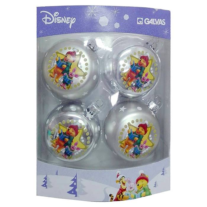 93-3073 Μπάλες Winnie the Pooh πακ=4 τεμ φ7.5cm ø7,5cm χονδρική, Χριστουγεννιάτικα χονδρική