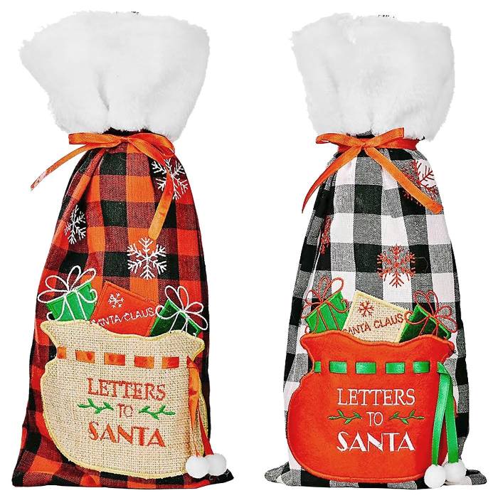 93-3181 Θήκη Κρασιού Xmas Καρώ 36x16cm χονδρική, Χριστουγεννιάτικα χονδρική