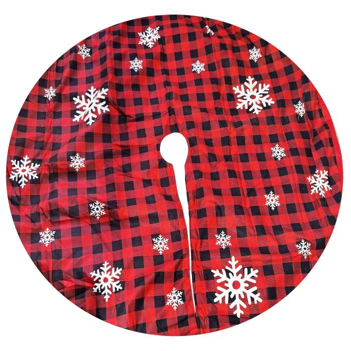 93-3329 Ποδιά Δέντρου Κόκκινη Καρώ ø120cm χονδρική, Χριστουγεννιάτικα χονδρική