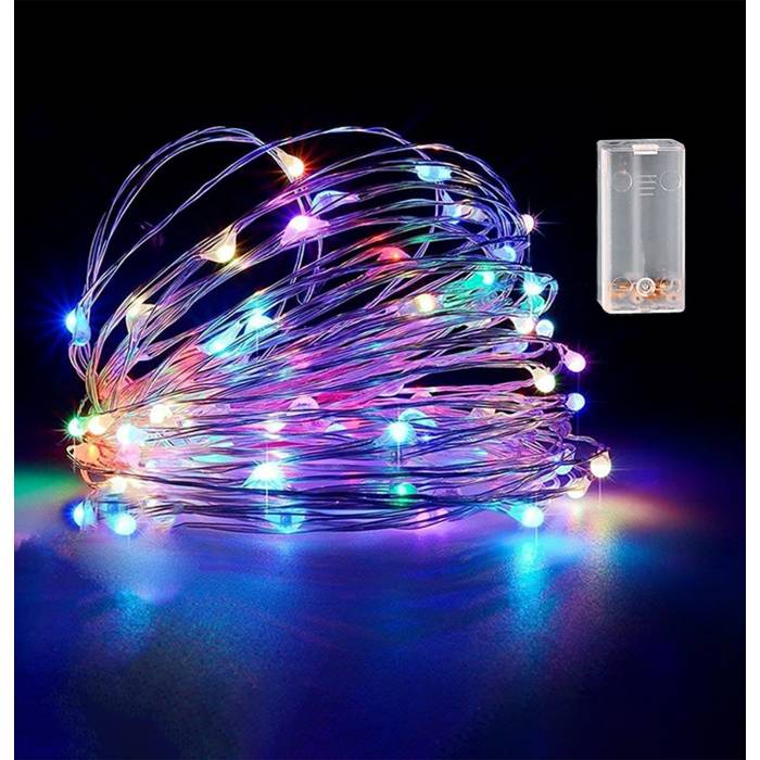 93-3488 100 Λαμπάκια LED Copper Μπαταρίας Πολύχρωμα σε Σειρά με Controller IP20 10,3m χονδρική, Χριστουγεννιάτικα χονδρική