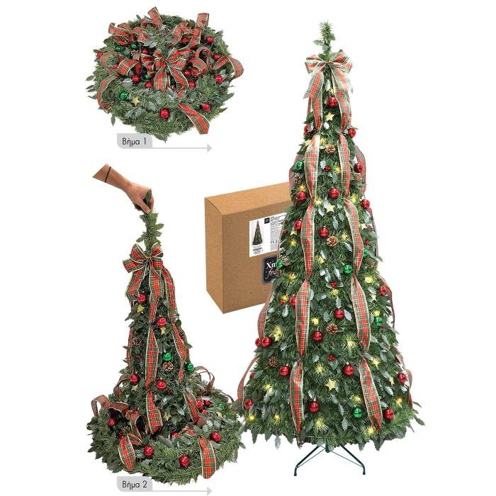 93-3500 Δέντρο pop up με Στολισμό & led 180cm 180cm ~ø76cm χονδρική, Χριστουγεννιάτικα χονδρική