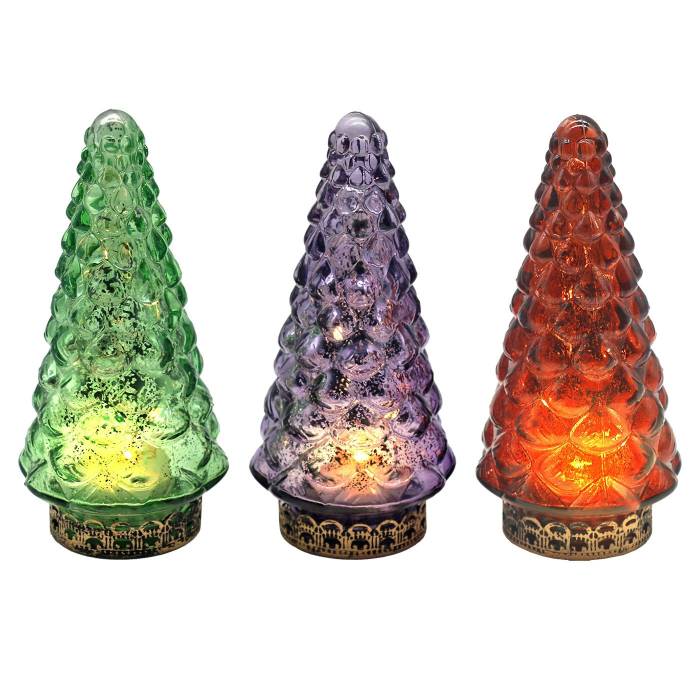 93-3523 Φανάρι led Γυάλινο Δέντρο Φαντεζί Αντικέ 15,5x7,5cm χονδρική, Χριστουγεννιάτικα χονδρική