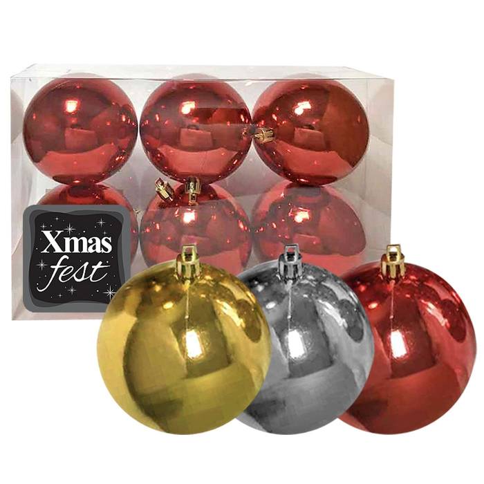 93-3528 Μπάλα Γυαλιστερή πακ=6τεμ φ7 ø7cm χονδρική, Χριστουγεννιάτικα χονδρική