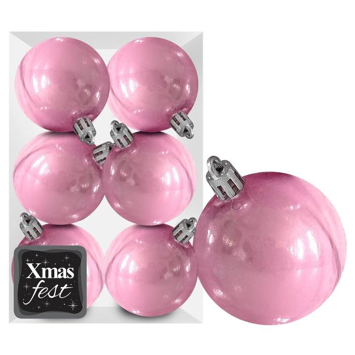 93-3535 Μπάλες Περλέ ροζ πακ=6τεμ φ10 ø10cm χονδρική, Χριστουγεννιάτικα χονδρική