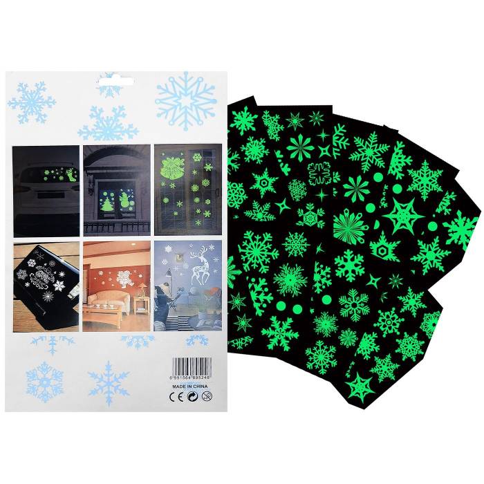 93-3585 Αυτοκόλλητα Xmas Φωσφόριζε 32x20cm χονδρική, Χριστουγεννιάτικα χονδρική