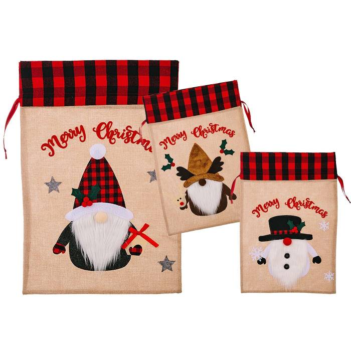 93-3603 Σάκος Χριστουγέννων Λινάτσα Καρώ 57x38cm χονδρική, Χριστουγεννιάτικα χονδρική