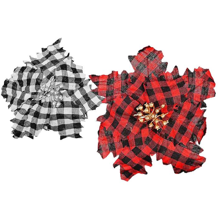 93-3637 Λουλούδι Υφασμάτινο Καρώ ø23cm χονδρική, Χριστουγεννιάτικα χονδρική