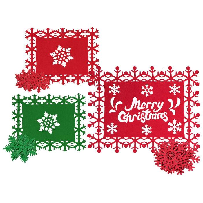 93-3677 Σουπλά & Σουβέρ Τσόχινα σετ=4 + 4 τεμ Σουπλά= 33x25cm, Σουβέρ= ~10cm χονδρική, Χριστουγεννιάτικα χονδρική